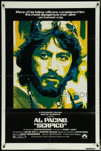 6b1001 SERPICO 1sh 1974 great image of undercover cop Al Pacino, Sidney Lumet crime classic!