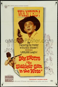 6b1006 SHAKIEST GUN IN THE WEST 1sh 1968 Barbara Rhoades with rifle, Don Knotts on wanted poster!