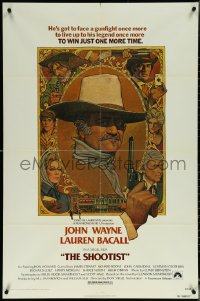 6b1012 SHOOTIST 1sh 1976 best Richard Amsel artwork of aging gunfighter John Wayne & cast!