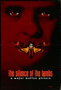 6b1013 SILENCE OF THE LAMBS style B teaser DS 1sh 1991 image of Anthony Hopkins with moth over mouth!