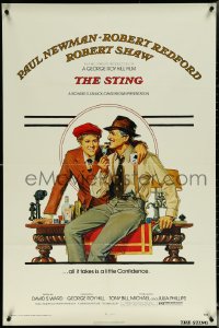 6b1029 STING 1sh 1974 artwork of con men Paul Newman & Robert Redford by Richard Amsel!