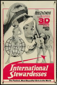 6b1034 SUPERSONIC SUPERGIRLS 1sh R1974 sexy art of the International Stewardesses, ultra rare!