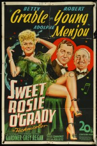 6b1036 SWEET ROSIE O'GRADY 1sh 1943 art of sexy Betty Grable, Robert Young & Menjou!