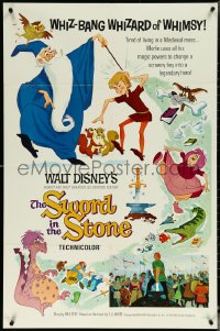 6b1039 SWORD IN THE STONE 1sh 1964 Disney's cartoon story of King Arthur & Merlin the Wizard!