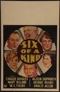 6b0195 SIX OF A KIND WC 1934 great art of W.C. Fields w/cigar, Charlie Ruggles, Burns & Allen, rare!