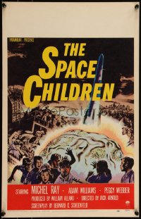 6b0197 SPACE CHILDREN WC 1958 Jack Arnold, great sci-fi art of kids, giant alien brain & rocket!