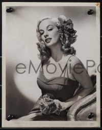 6b1685 FAYE EMERSON 2 8x10 stills 1944 smiling portraits of the actress close-up and in fur!