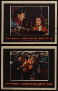 6b0581 BLOOD ALLEY 8 LCs 1955 cool images of John Wayne with Lauren Bacall, Mike Mazurki!