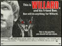 6c0124 WILLARD British quad 1971 close up of Bruce Davison with pet rat on shoulder, very rare!