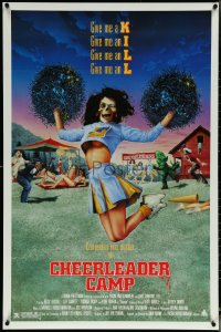 6c0694 CHEERLEADER CAMP 1sh 1987 John Quinn directed, wacky image of sexy cheerleader w/skull head!