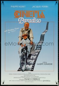 6c0696 CINEMA PARADISO int'l 1sh 1990 Philippe Noiret & Salvatore Cascio on bike!