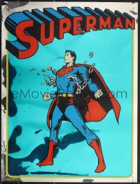 6c0177 SUPERMAN foil 19x25 commercial poster 1975 full-length artwork of superhero busting chains!