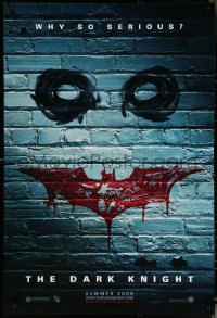 6c0709 DARK KNIGHT teaser DS 1sh 2008 why so serious? cool graffiti image of the Joker's face!