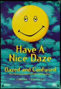 6c0711 DAZED & CONFUSED teaser 1sh 1993 Jovovich, 1st McConaughey, great happy face image!
