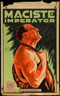 6c0545 MACISTE IMPERATORE Dutch 1924 linocut art of legendary strongman w/ chains, ultra rare!