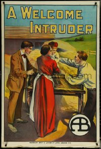 6c0530 WELCOME INTRUDER English 1sh 1913 Anthony O'Sullivan Biograph short, art of man with family!