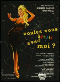 6c0609 COME DANCE WITH ME French 23x32 1959 art of sexy beckoning Brigitte Bardot by Hurel!