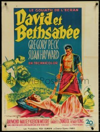 6c0610 DAVID & BATHSHEBA French 24x32 1952 different Soubie art of Gregory Peck & sexy Susan Hayward
