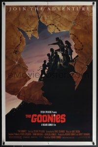 6c0756 GOONIES 1sh 1985 Josh Brolin, teen adventure classic, cool treasure map art by John Alvin!