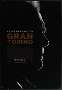 6c0757 GRAN TORINO advance DS 1sh 2008 cool shadowy silhouette profile of Clint Eastwood!