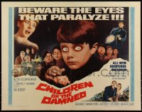 6c0404 CHILDREN OF THE DAMNED 1/2sh 1964 beware the creepy kid's eyes that paralyze!