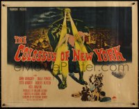 6c0406 COLOSSUS OF NEW YORK 1/2sh 1958 great art of robot monster holding sexy girl!
