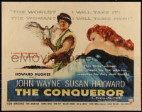 6c0409 CONQUEROR style B 1/2sh 1956 barbarian John Wayne & half-dressed sexy Susan Hayward!