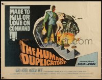 6c0438 HUMAN DUPLICATORS 1/2sh 1964 cool horror art of monsters made to kill or love on command!