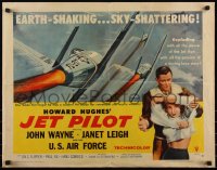 6c0447 JET PILOT style B 1/2sh 1957 great art of John Wayne, jets & sexy Janet Leigh, Howard Hughes!