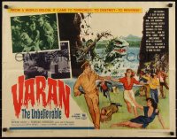 6c0510 VARAN THE UNBELIEVABLE 1/2sh 1962 wacky dinosaur with hands destroying civilization!