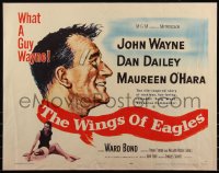 6c0517 WINGS OF EAGLES style A 1/2sh 1957 great art of Naval Aviation pilot John Wayne, sexy Maureen O'Hara!