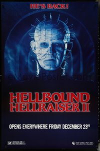 6c0766 HELLBOUND: HELLRAISER II teaser 1sh 1988 Clive Barker, close-up of Pinhead, he's back!