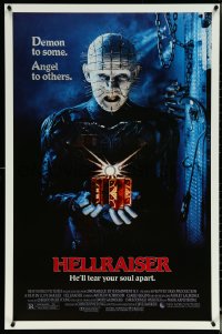 6c0767 HELLRAISER 1sh 1987 Clive Barker, great image of Pinhead, he'll tear your soul apart!