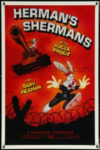 6c0770 HERMAN'S SHERMANS Kilian 1sh 1988 great image of Roger Rabbit running from Baby Herman in tank!