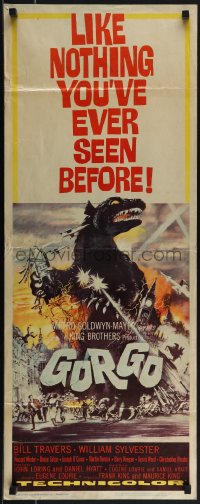 6c0133 GORGO insert 1961 great artwork of giant monster terrorizing London by Joseph Smith!