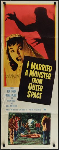 6c0136 I MARRIED A MONSTER FROM OUTER SPACE insert 1958 great image of Gloria Talbott & alien shadow!