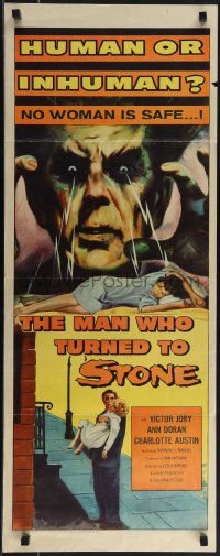6c0139 MAN WHO TURNED TO STONE insert 1957 Victor Jory practices unholy medicine, cool horror art!