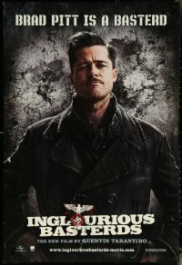 6c0783 INGLOURIOUS BASTERDS teaser DS 1sh 2009 Quentin Tarantino, c/u of Brad Pitt as Aldo Raine!