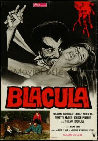 6c0618 BLACULA Italian 26x37 pbusta 1973 black vampire William Marshall is deadlier than Dracula!