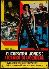 6c0620 CLEOPATRA JONES Italian 26x37 pbusta 1973 Shelley Winters in great leather outfit with gun!