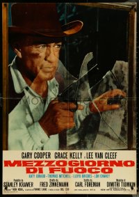 6c0623 HIGH NOON Italian 27x38 pbusta R1960s Gary Cooper, too proud to run, Fred Zinnemann classic!