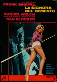 6c0636 LADY IN CEMENT 2 Italian 27x38 pbustas 1968 Frank Sinatra with a .45 & sexy Raquel Welch!