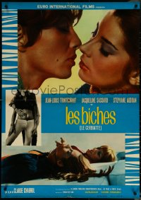 6c0625 LES BICHES Italian 27x38 pbusta 1979 Claude Chabrol directed, Trintignant, Jacqueline Sassard, Bad Girls!
