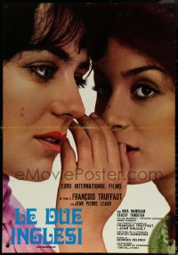 6c0637 TWO ENGLISH GIRLS set of 2 Italian 26x37 pbustas 1972 Truffaut, Kika Markham & Stacey Tendeter whispering!