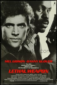 6c0804 LETHAL WEAPON advance 1sh 1987 great close image of cop partners Mel Gibson & Danny Glover!