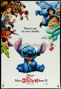 6c0806 LILO & STITCH advance DS 1sh 2002 Disney Hawaiian fantasy cartoon, Stitch wearing a collar!