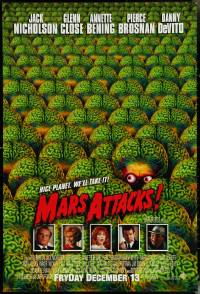 6c0828 MARS ATTACKS! int'l advance DS 1sh 1996 directed by Tim Burton, great image of brainy aliens!