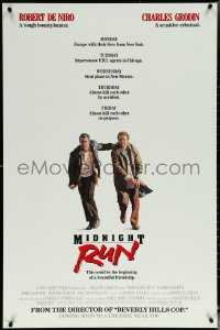 6c0830 MIDNIGHT RUN advance 1sh 1988 Robert De Niro with Charles Grodin who stole $15 million!