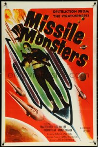 6c0831 MISSILE MONSTERS 1sh 1958 aliens bring destruction from the stratosphere, wacky sci-fi art!