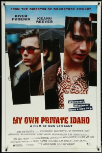 6c0839 MY OWN PRIVATE IDAHO 1sh 1991 close up of smoking River Phoenix & Keanu Reeves!